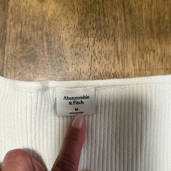 Abercrombie & Fitch Ribbed Cream Top - Picture 2 of 3